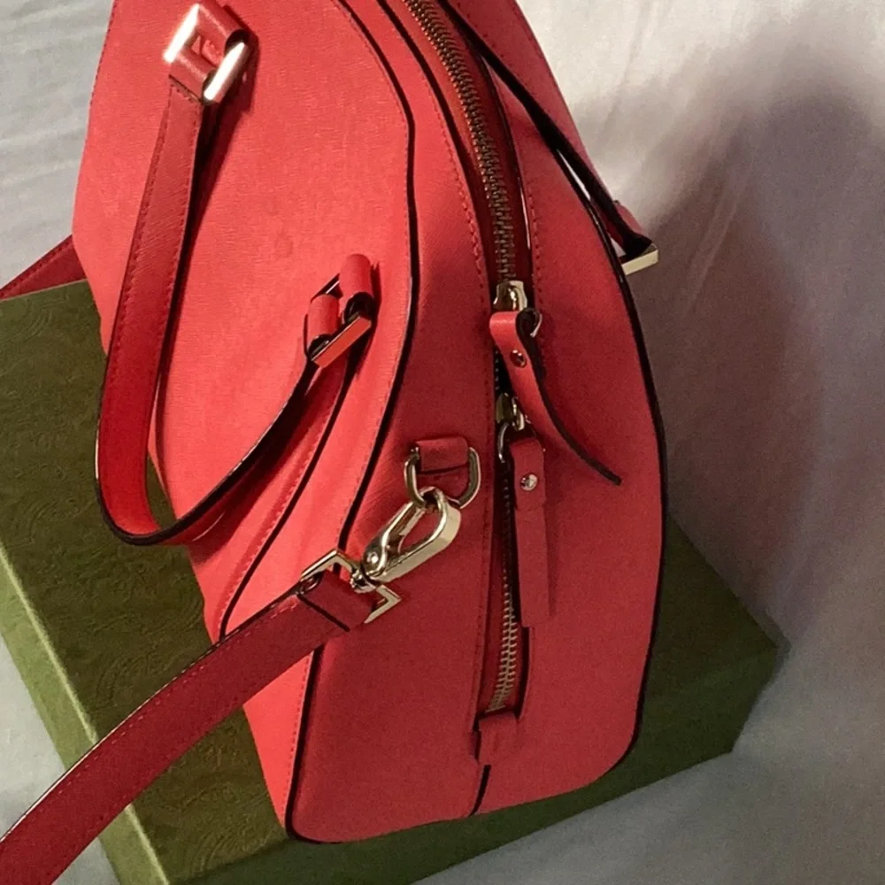 kate spade Coral Red Crossbody with Matching Wallet and Charm